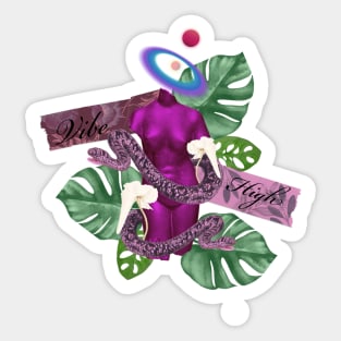 Vibe high Greek  stone and nature with snakes and trippy flower 3 purple Sticker